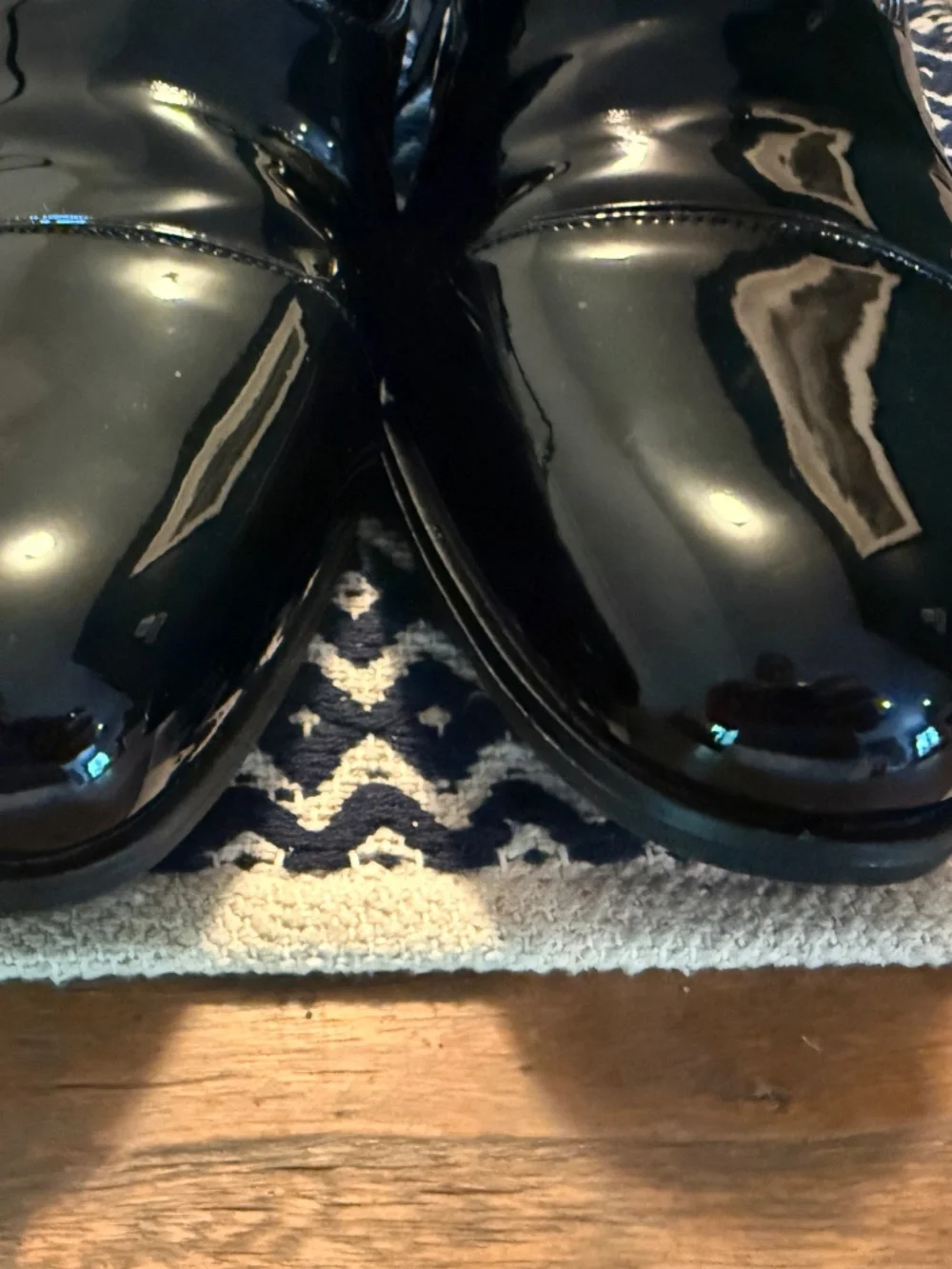 13W Stacy Adams Gala Cap Toe Oxford black patent tuxedo shoes